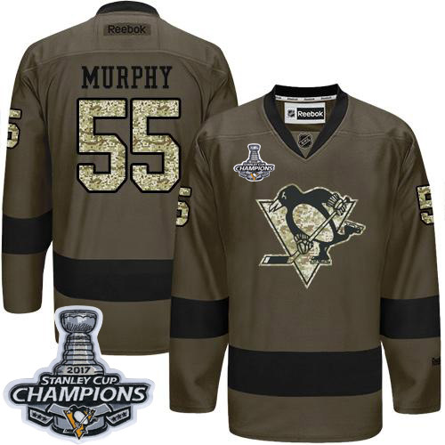Penguins #55 Larry Murphy Green Salute to Service Stanley Cup Finals Champions Stitched NHL Jersey
